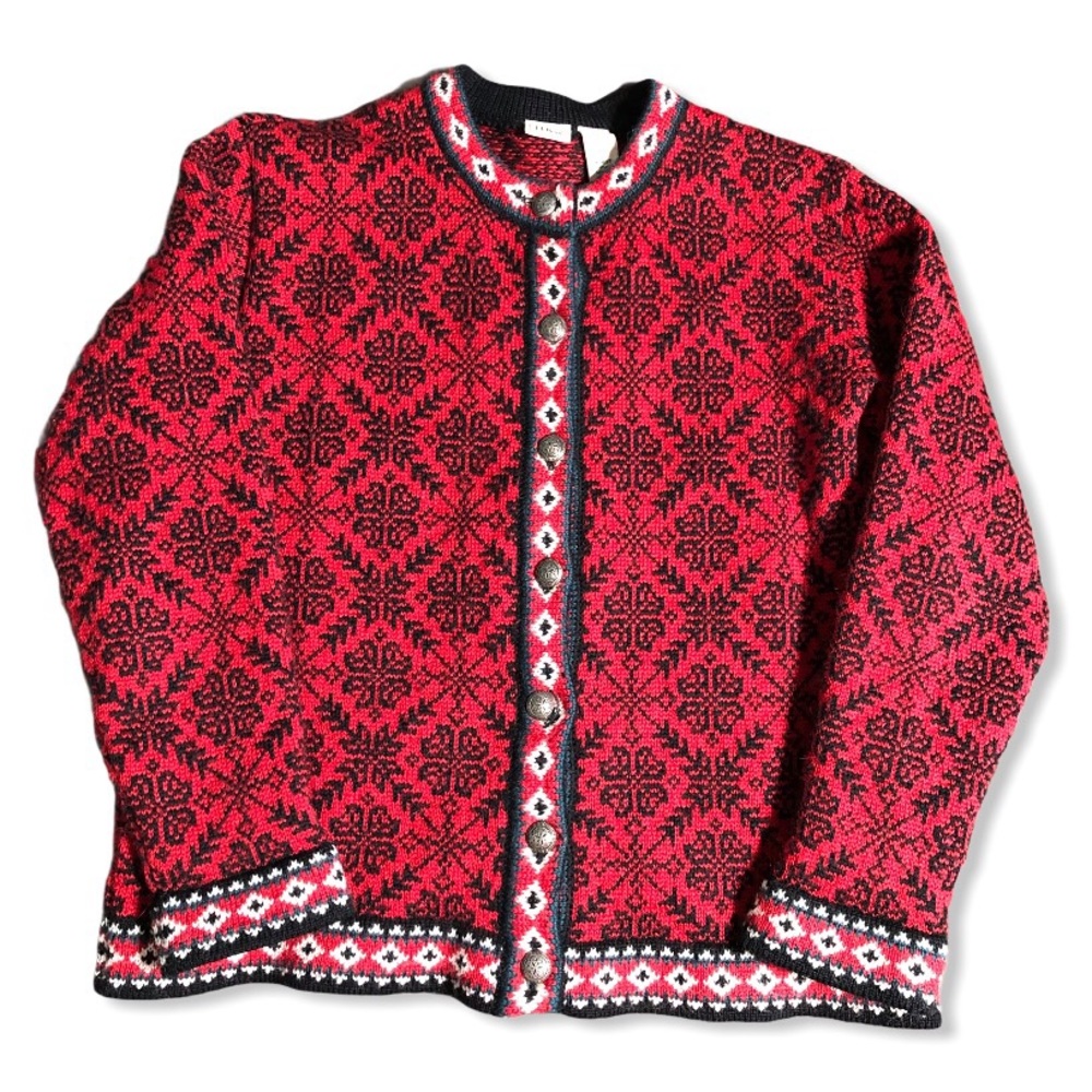 LL Bean Vtg Merino Wool Cardigan-Sz M